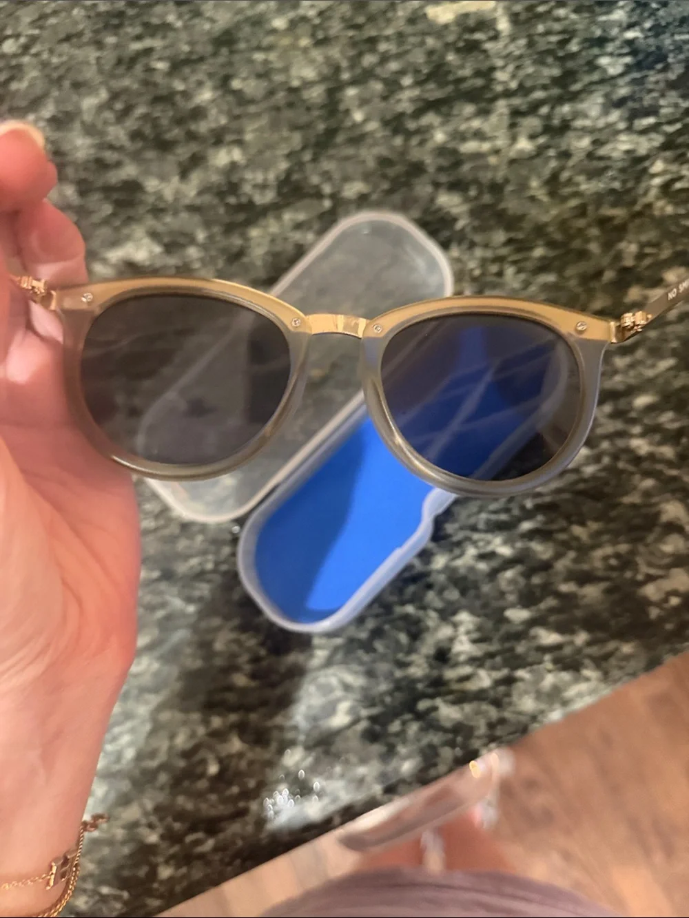 Le Specs Gold Frame Sunglasses with Mirrored Lenses